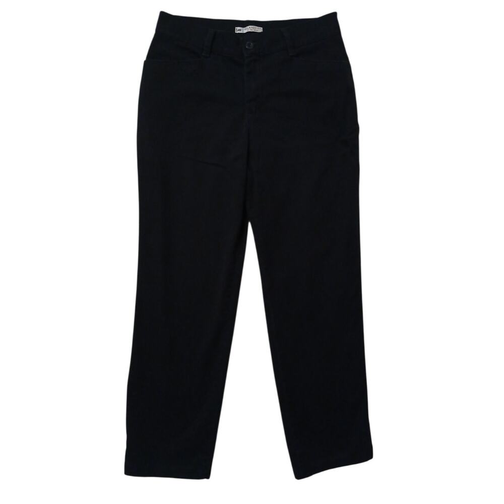 Lee Pants Relaxed Fit At The Waist Women Sz 10 Black‎ Straight Leg Casual Cotton